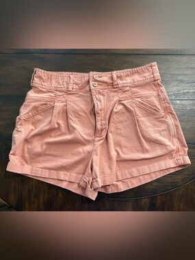 Pilcro x Anthropologie Women’s Size 14 Coral Pleated Shorts Cuffed Hem Pockets